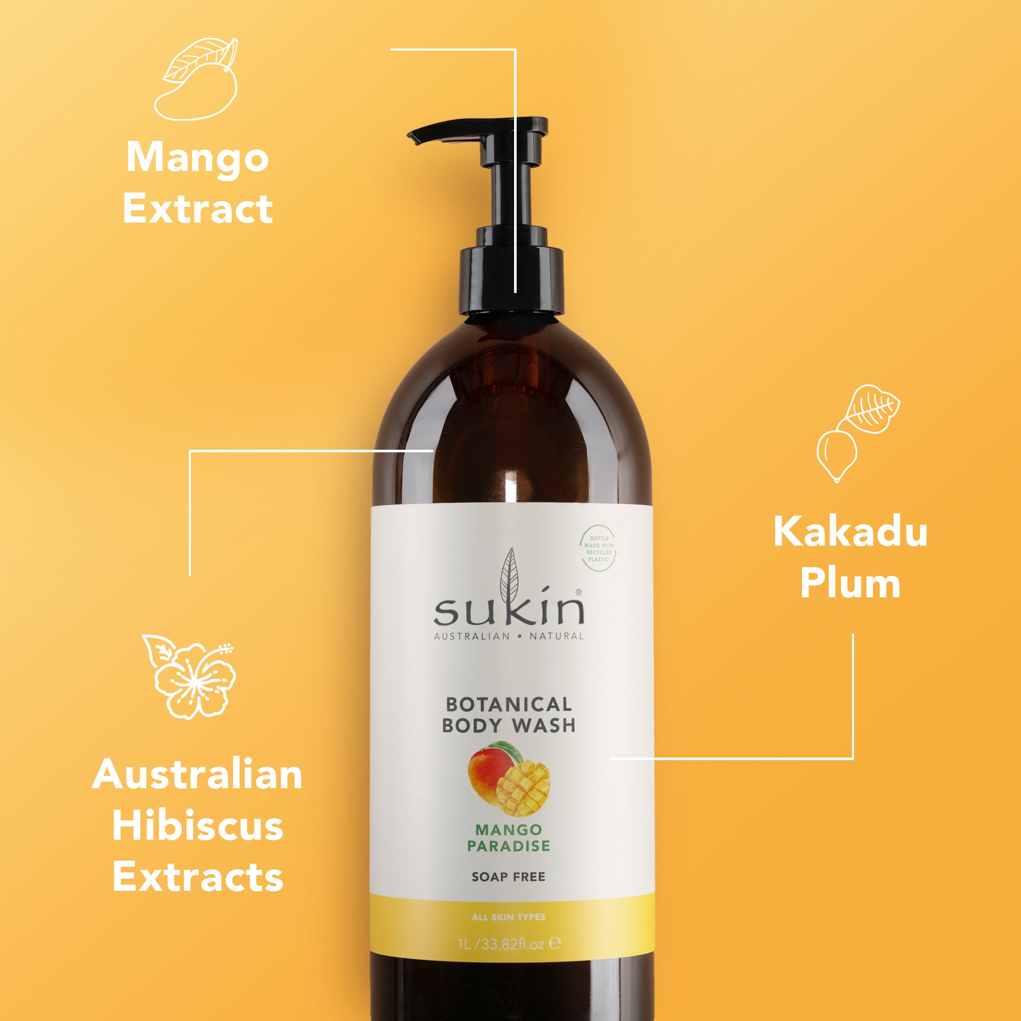 SUKIN MANGO PARADISE BODY WASH 1L